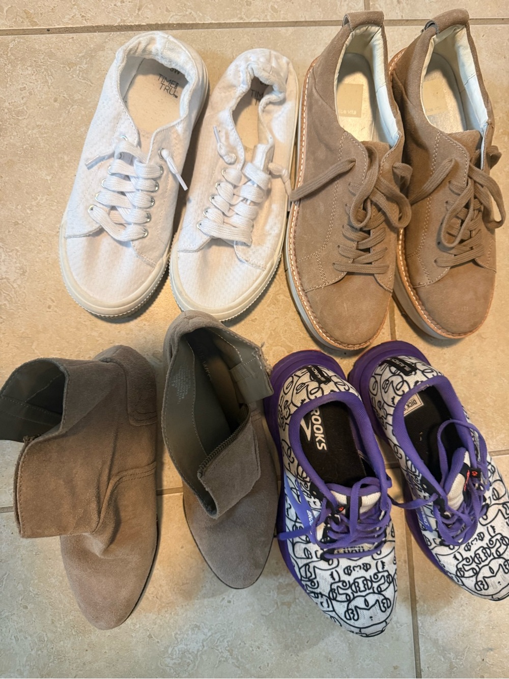 Mixed Shoe Lot - White, Taupe, Gray & Purple Sneakers